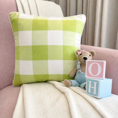 Chartreuse Plaid - Chartreuse Buffalo Checks Decorative Euro Sham