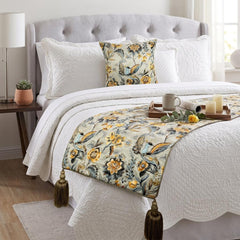 Peacock Swag Decorative Bed Runner and Cushion Cover