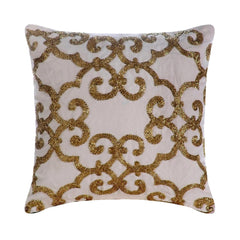 Gold Encrusted - Gold Cotton Linen Throw Pillow Cover