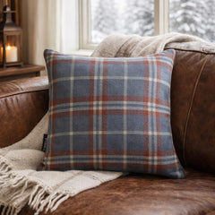 Plaidscape Blue - Blue Velvet Winter Plaid Throw Cushion Cover