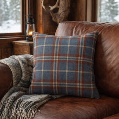 Plaidscape Blue - Blue Velvet Winter Plaid Throw Cushion Cover
