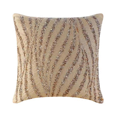 Wave Of Gold - Beige Art Silk Throw Pillow Cover