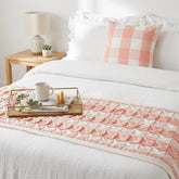 Buffalo Plaid Peach Decorative Bed Runner and Cushion Cover