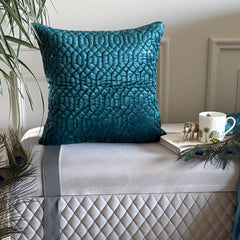 Irresistible Teal - Teal Blue Velvet Decorative Euro Sham