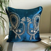 Peacock Deco - Blue Velvet Decorative Euro Sham