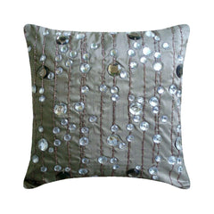 Diamond Strings - Gray Art Silk Decorative Euro Sham