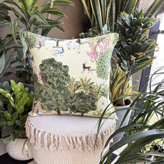 Mor Nritya - Green Cotton Throw Cushion Cover