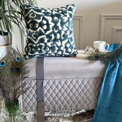 Medhakara - Teal Blue Suede Throw cushion Cover