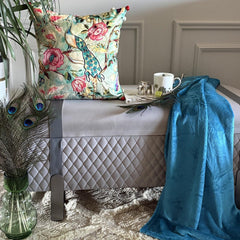 Maurya Elegance - Turquoise Blue Cotton Throw Cushion Cover