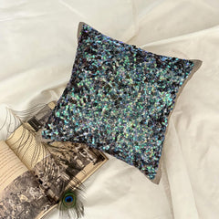 Dazzling Flora Peacock Sequins Throw Cushion Cover