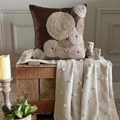 Adorned By Jute - Brown Art Silk Decorative Euro Sham