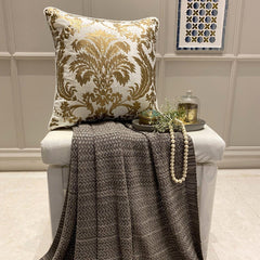 Gold Festive - White Velvet Throw Pillow Cover