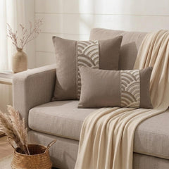 Taupe Linen Throw Cushion Cover - Taupe Reverie