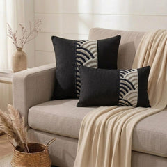 Black Linen Throw Cushion Cover - Black Reverie