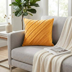 Contemporary Mustard Yellow - Mustard Faux Suede Throw Pillow Cover