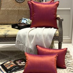 Rust & Purple Luxury - Rust & Purple Art Silk Throw Cushion Cover Pack of 2