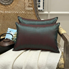 Green Red Luxury - Green & Red Art Silk Throw Cushion Cover Pack of 2