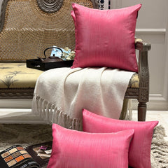 Fuchsia Pink Luxury - Fuchsia Art Silk Throw Cushion Cover Pack of 2