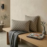 Gray Linen Throw Cushion Cover - Terra Lattice