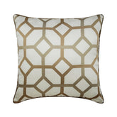 Deco Trellis - Beige Silk Throw Pillow Cover