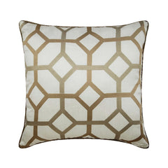 Deco Trellis - Beige Silk Throw Pillow Cover