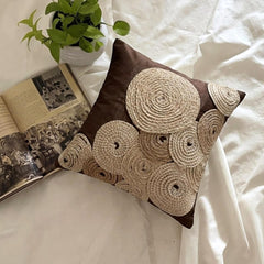 Adorned By Jute - Brown Art Silk Decorative Euro Sham