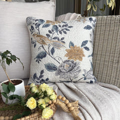 Shabby Chic Love - Beige, Grey & Mustard Linen Throw Cushion Cover
