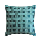 Peacock Green N Teal Basket Weave - Teal Blue Art Silk Throw Pillow Cover