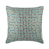 Retro Dots - Blue Jacquard Weave Throw Pillow Cover