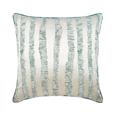 Undecided - Teal Blue Jacquard Silk Throw Pillow Cover