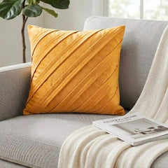 Contemporary Mustard Yellow - Mustard Faux Suede Throw Pillow Cover