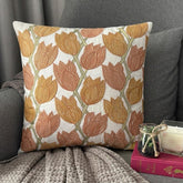 Tulip Sway - Rust Cotton Linen Decorative Euro Sham