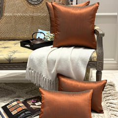 Rust Green Luxury - Rust & Green Art Silk Throw Cushion Cover Pack of 2