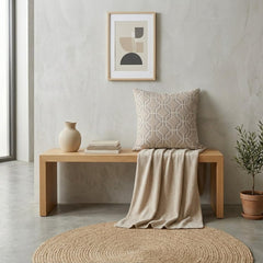Beige Linen Throw Cushion Cover - Earthline Hex
