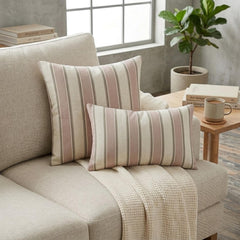 Pink Linen Throw Cushion Cover - Pink Terra Stripes