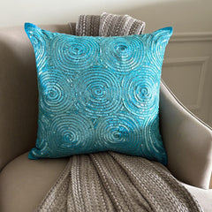 Aqua Touch - Aqua Blue Art Silk Decorative Euro Sham