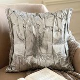 Silver Magnolia - Navy Blue Cotton Linen Decorative Euro Sham