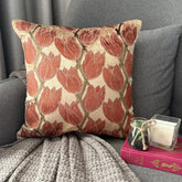 Blooming Tulips - Pearl Beige Velvet Decorative Euro Sham