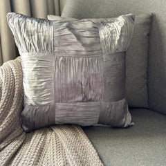 Dreamy Silver Gray - Gray Crushed Art Silk Decorative Euro Sham