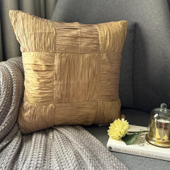 Dreamy Gold - Gold Crushed Art Silk Throw Pillow Cover
