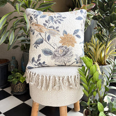 Shabby Chic Love - Beige, Grey & Mustard Linen Throw Cushion Cover