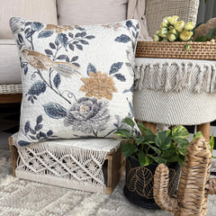 Shabby Chic Love - Beige, Grey & Mustard Linen Throw Cushion Cover