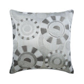 Ivory Circles - Ivory Jacquard Silk Throw Pillow Cover