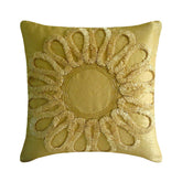 We All Blossom - Gold Art Silk Decorative Euro Sham