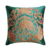Flutter Bye - Peacock Green Velvet Throw Pillow Cover
