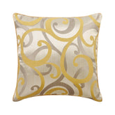 Scrolling All The Way - Mustard Yellow Jacquard Silk Throw Pillow Cover