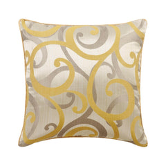 Scrolling All The Way - Mustard Yellow Jacquard Silk Decorative Euro Sham