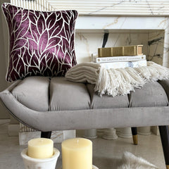 Plummy Leaves - Plum Velvet Decorative Euro Sham