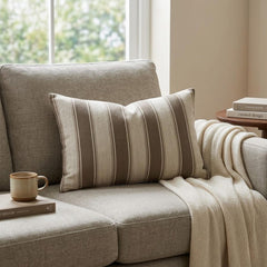 Brown Linen Throw Cushion Cover - Terra Stripe