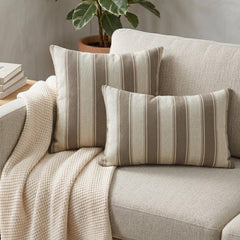 Brown Linen Throw Cushion Cover - Terra Stripe